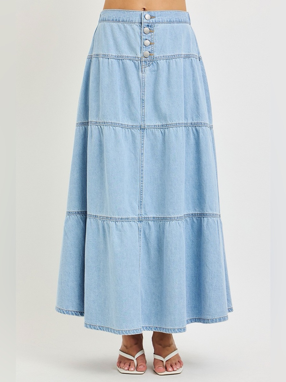 RISEN High Rise Ruffle Long Skirts - Picture 3 of 7